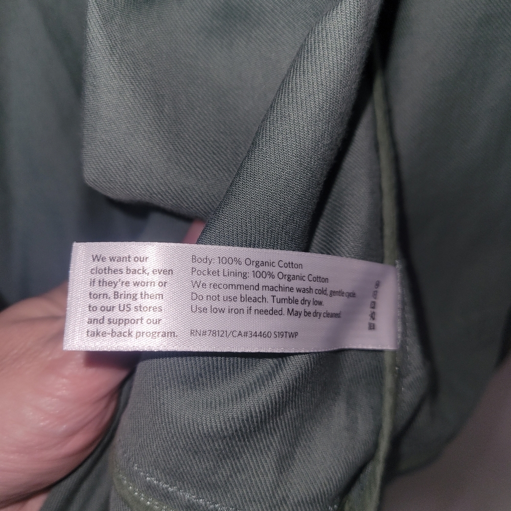 Eileen Fisher Organic Cotton Army Utility Cargo Jacket Green Size XL - Picture 7 of 7